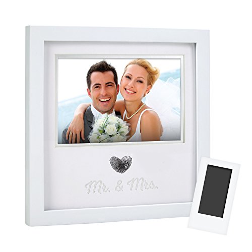 Pearhead Heart Thumbprint Keepsake Photo Frame and Ink Kit, Wedding Registry, Wedding Gift, White 8x8x0.63 Inch (Pack of 1)