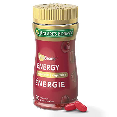 Nature's Bounty Energy VitaBeans Soft Chews with B-12 Plus which helps support in Energy Metabolism, Cherry, 80 Chewables