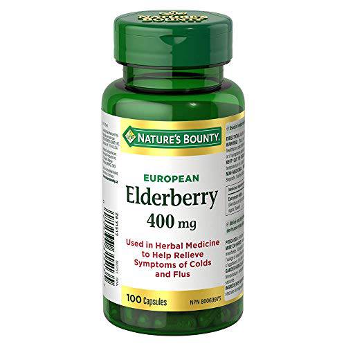 Nature's Bounty Elderberry 400 Mg, Help relieve symptoms of colds and flus, 100 Capsules