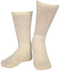 Truform Diabetic Socks for Men and Women, Medical Style Crew Length, Mid Calf Height, 3 Pairs, Tan, Medium