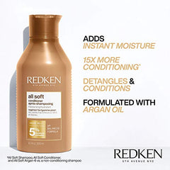 Redken Conditioner, All Soft Conditioner, Sulfate Free Hair Conditioner, For Dry/Brittle Hair, Moisturizes & Provides Intense Softness, With Argan Oil, 300 ML