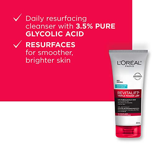 L'Oreal Paris Face Wash Cleansing Gel With 3.5% Pure Glycolic Acid | Revitalift Triple Power Lzr, 200 milliliters