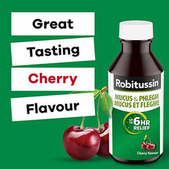 Robitussin Extra Strength Mucus & Phlegm Syrup, Alcohol Free, Cherry Flavour