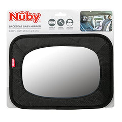 Nuby Backseat Baby Mirror with Fully Adjustable Straps, Shatter Resistant, Installs in Seconds, Black