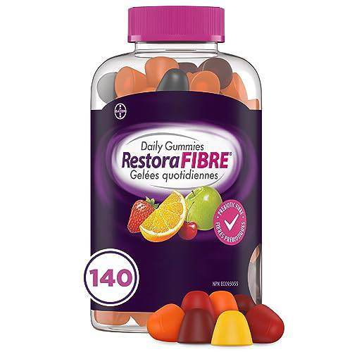 RestoraFIBRE Daily Prebiotic Fibre Gummies - Fibre Supplements For Men And Women, Naturally Sourced Inulin, Promotes Regularity And supports Healthy Digestive system, Gentle Constipation Relief For Adults, 140 Count