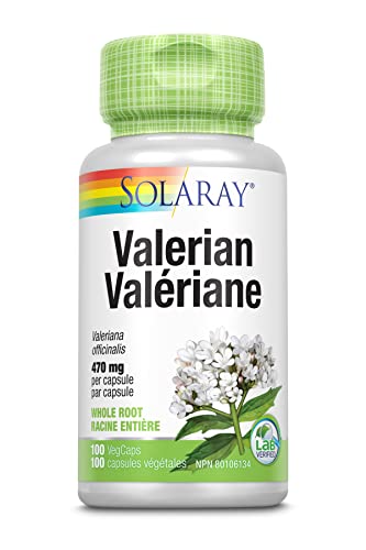 SOLARAY Valerian Root, 470mg | Promotes a Healthier Sleep Cycle | Valeriana Officinalis, Whole Root | Dietary Supplement | Non-GMO, Vegan, Lab Verified | 180 VegCaps, Natural