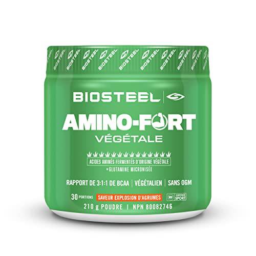 BioSteel Plant-Amino Power BCAA Powder, Fermented Plant-Based Amino Acids, Non-GMO Formula, Citrus Twist, 30 Servings