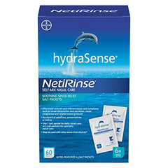 hydraSense NetiRinse Refill Salt Packets, Universal Pre-Measured Self-Mix Packets, Reduces and Relieves Nasal Cold Symptoms, 60 Count