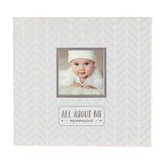 Pearhead Herringbone Baby Memory Book with Included Baby Belly Stickers