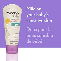 Aveeno Baby Mineral Sunscreen Lotion SPF 50-100% Naturally Sourced Zinc Oxide for Sensitive Skin - Water Resistant - 88 mL(packaging may vary)