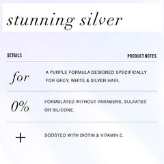 Pantene Stunning Silver Brightening Purple Shampoo for Dyed Gray and Silver Hair, Paraben Free, 285 mL