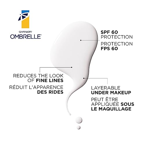 Garnier Ombrelle Face Sunscreen SPF 60, Anti-Aging Moisturizer, Hypoallergenic - 50ml