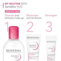 Bioderma Sensibio H2O Soothing Micellar Cleansing Water and Makeup Removing Solution for Sensitive Skin - Face and Eyes - 3.3 FL.OZ.