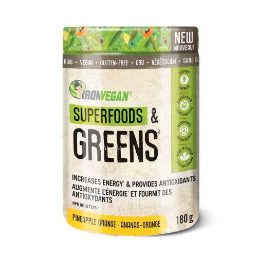 Iron Vegan Pineapple Orange Superfoods & Greens Powder, 180 Grams