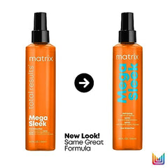 Matrix Leave-In Spray, Mega Sleek Iron Smoother Defrizzing Leave-In Spray, Heat Protectant, Detangler Spray, Leaving Hair Smooth and Frizz-Free, For All Hair Types, 250ml (Packaging May Vary)