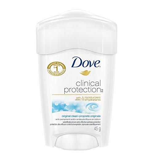 Dove Clinical Protection Antiperspirant Solid deodorant for sensitive skin Original Clean antibacterial odour protection 45 g