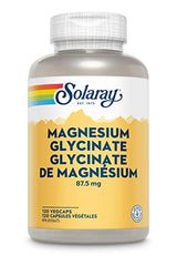 SOLARAY – Magnesium Glycinate, 87.5mg |Health Bone and Tissue Formation | Enhanced Absorption | Dietary Supplement | Vegan, Lab Verified | 120 Vegetarian Capsules (100mg per VegCap)