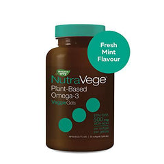 NutraVege Omega-3, Plant Based, Liquid Gels, Fresh Mint, 30 softgels