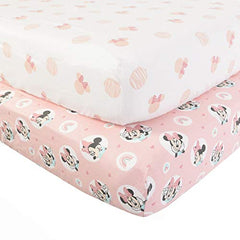 Disney Minnie Mouse, Going Dotty, Printed Cotton Flannel Fitted Crib Sheet, Pink Minnie