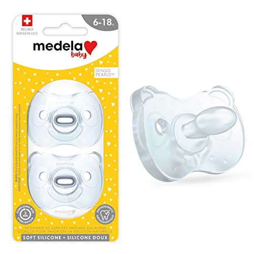 Medela Baby Pacifier | 6-18 Months | Includes Sterilizing Case | 2-Count | Soft Silicone | BPA-Free | Supports Natural Suckling | Blue