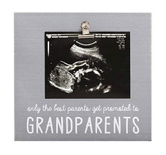 Pearhead Sonogram Photo Frame for Grandparents, Grandma and Grandpa Baby Keepsake Picture Frame, Pregnancy Announcement Accessory, Baby's First Christmas Gifts, Holiday Gift Ideas, Baby Holiday Gifts, Distressed Gray