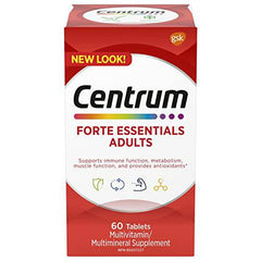 Centrum Forte Essentials Adult Multivitamin and Multimineral Supplement Tablets, 60 Count