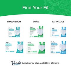 Veeda Natural Incontinence Underwear for Men, Maximum Absorbency, Large Size, 12 count