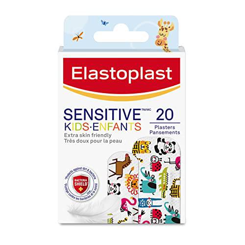 Elastoplast Sensitive Kids Bandages | 20 Strips, 2 sizes | Hypoallergenic | Extra skin-friendly | Soft & Breathable Material | Painless to Remove | Latex Free