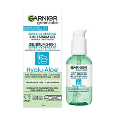 Garnier Green Labs Hyalu-Aloe Super Hydrating 3-In-1 Serum Gel, With Hyaluronic Acid + Aloe Vera, Moisturizes and Hydrates Skin, Fragrance-Free, For All Skin Types Including Sensitive Skin, 72 ml