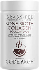 Codeage Organic Bone Broth Collagen Capsules Grass Fed - Pasture Raised Chicken Bone Broth Collagen - 180 Capsules