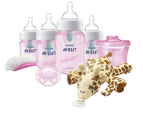 Philips Avent Anti-colic Baby Bottle with AirFree Vent Newborn Gift Set With Snuggle, Pink, SCD307/02