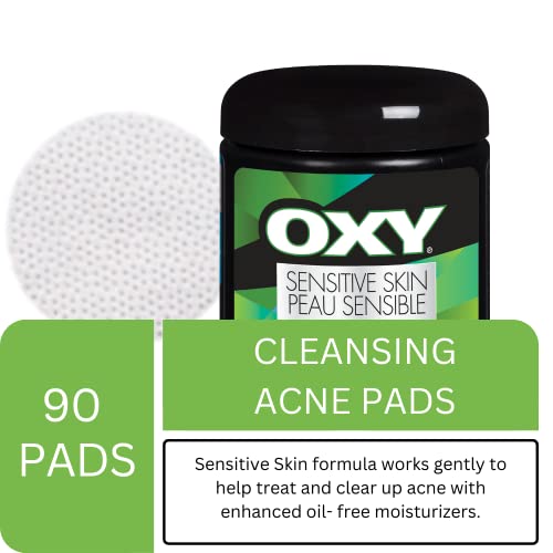 OXY Sensitive Skin Cleansing Acne Pads with Salicylic Acid, Sensitive Skin, Gently Treats and Helps Prevent Breakouts, 90ct