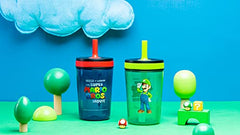 Zak Designs The Super Mario Bros. Movie Kelso Toddler Cups for Travel or at Home, 15oz 2-Pack Durable Plastic Sippy Cups with Leak-Proof Design is Perfect for Kids (Mario & Luigi)