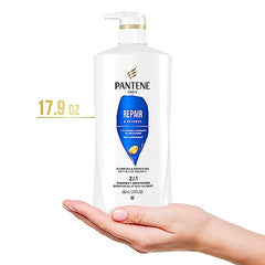 Pantene PRO-V Repair & Protect 2in1 Shampoo + Conditioner,17.9 oz/530 mL, White and Teal