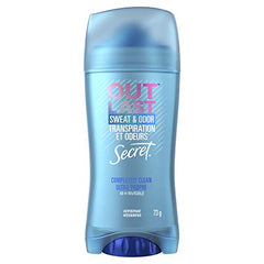 Secret Outlast Sweat & Odor, Invisible Solid Antiperspirant Deodorant for Women, Completely Clean Scent, 73 grams