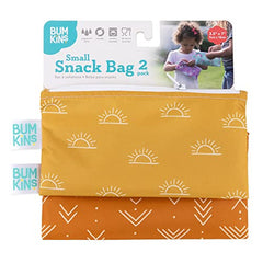 Bumkins Reusable Snack Bags, for Kids School Lunch and for Adults Portion, Washable Fabric, Waterproof Cloth Zip Bag, Supplies Travel Pouch, Food-Safe, 2-pk Desert Boho