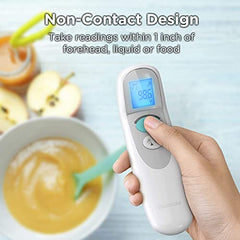 Motorola MBP75SN Care+ Non-Contact Smart Forehead & Liquid Baby Thermometer - Digital Handheld Clinical Device for Kids & Adults - Touchless Quick & Accurate Temperature Reader - Large LCD Display