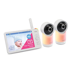 VTech 2 Camera 1080p Smart WiFi Remote Access 360 Degree Pan & Tilt Video Baby Monitor with 7” High Definition 720p Display, Night Light, RM7766-2HD