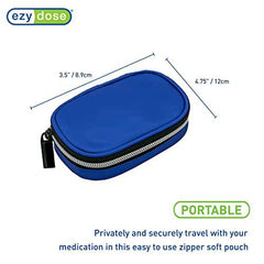 EZY DOSE Soft Sided Pill Case, Features Zippered Pouch, Easy to Use Design, Perfect for Travel and Daily Usage, 8-Comparments, BPA Free, Blue