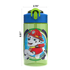 Zak Designs PAW Patrol Kids Water Bottle with Spout Cover and Built-in Carrying Loop, Durable Plastic, Leak-Proof Water Bottle Design for Travel (16 oz, Non-BPA, Marshall)