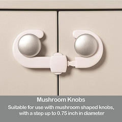 Dreambaby Secure -A-Lock - Child Proof Sliding Safety Locks - Suitable for Mushroom Knobs & D-Shaped Cabinet Door Handles - White - Model ‎L712