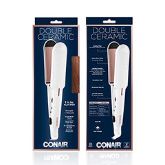 Conair Double Ceramic Flat Iron; 1 1/2-inch Flat Iron; White/Rose Gold