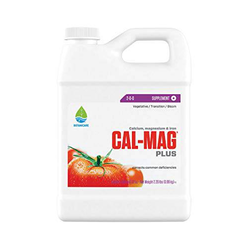 Botanicare Cal-Mag Plus, A Calcium, Magnesium, And Iron Plant Supplement, Corrects Common Plant Deficiencies, Add To Water Or Use As A Spray, 2-0-0 NPK, Quart