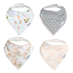 Baby Bandana Drool Bibs for Drooling and Teething 4 Pack Gift Set “Coral” by Copper Pearl X-Small