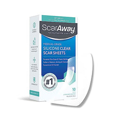 ScarAway Clear Silicone Scar Sheets, White, 10 Count