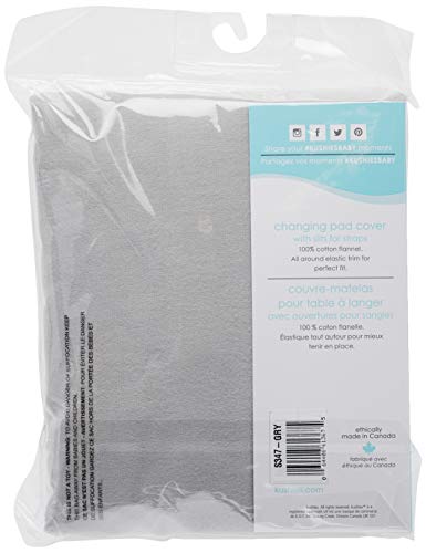 Kushies Baby Contour Change Pad Cover Ultra Soft 100% Cotton Flannel, Made in Canada, Grey Solid