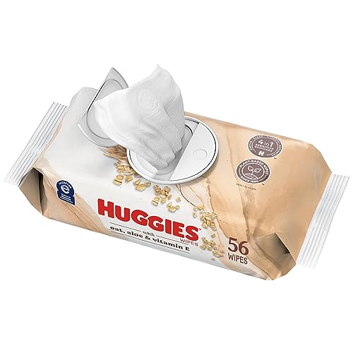 Huggies Wipes with Oat, Aloe & Vitamin E, Unscented, 1 Push Button Pack (56 Wipes Total)