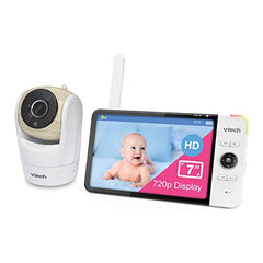 VTech Video Baby Monitor with 7” High Definition 720p Display, 360 Degree Panoramic Viewing Pan & Tilt HD Camera, VM919HD (White)