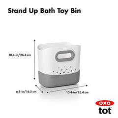 OXO Tot - Stand Up Bath Toy Bin - Large Opening Bathtub Kids Organizer - Toy Caddy for Bathroom - Grey