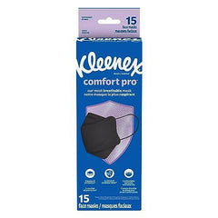 Kleenex Comfort Pro 3-Layer Face Mask (Pack of 15), Dermatologically Tested, Soft Elastic Ear Loop, Adjustable Nose Clip, Black